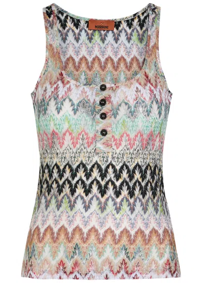 Missoni Patterned Metallic-knit Tank Top In Multi