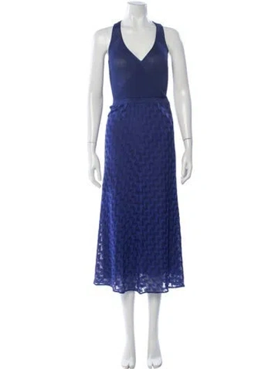 Pre-owned Missoni Patterned Midi Length Dress In Blue