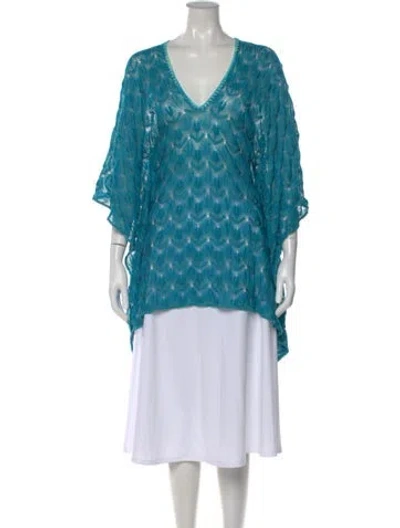 Pre-owned Missoni Patterned Midi Length Dress In Blue