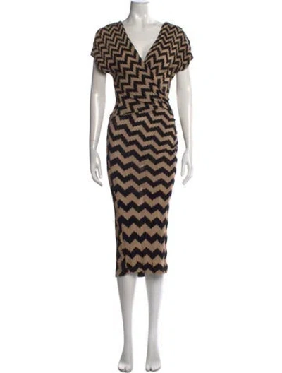 Pre-owned Missoni Patterned Midi Length Dress In Brown