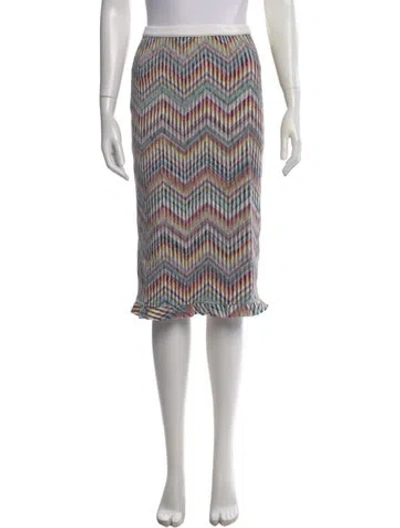 Pre-owned Missoni Patterned Midi Length Skirt In Blue