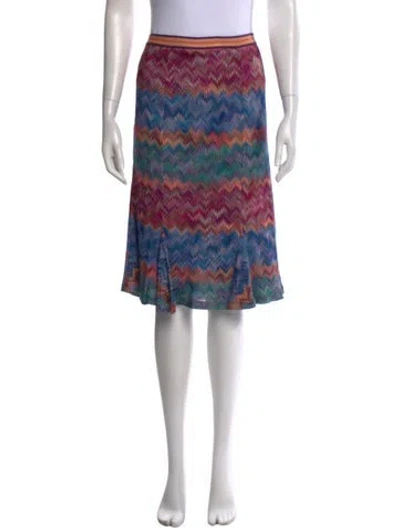 Pre-owned Missoni Patterned Midi Length Skirt In Blue