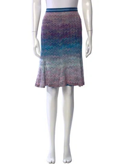 Pre-owned Missoni Patterned Midi Length Skirt In Blue