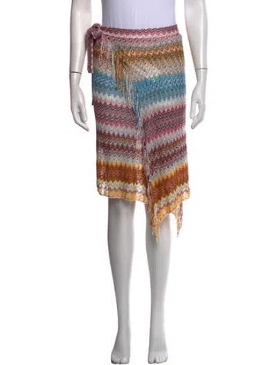 Pre-owned Missoni Patterned Midi Length Skirt In Blue