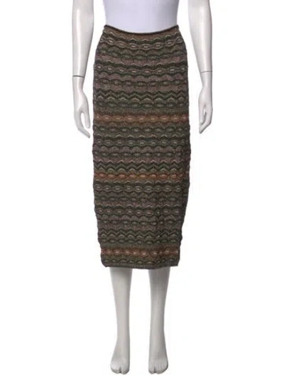 Pre-owned Missoni Patterned Midi Length Skirt In Gold/metallic