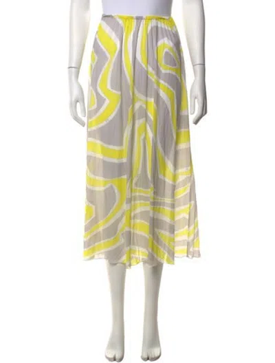 Pre-owned Missoni Patterned Midi Length Skirt In Grey/yellow