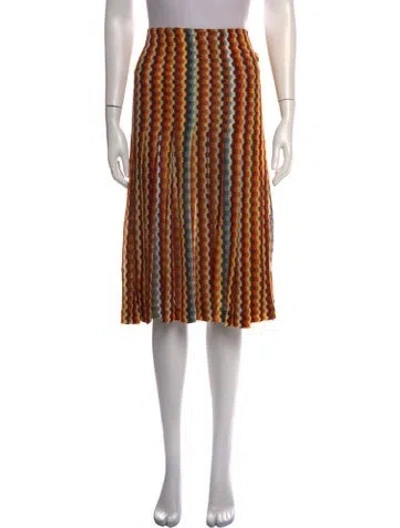 Pre-owned Missoni Patterned Midi Length Skirt In Orange
