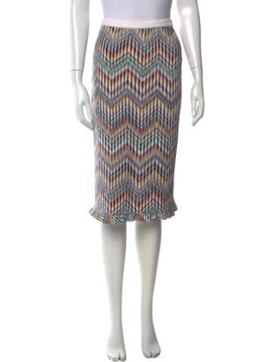 Pre-owned Missoni Patterned Midi Length Skirt W/ Tags In Blue