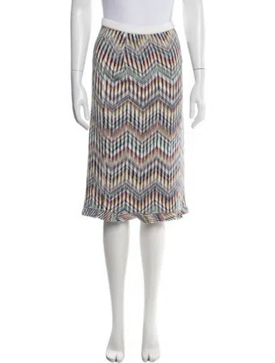 Pre-owned Missoni Patterned Midi Length Skirt In White