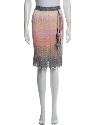 Pre-owned Missoni Patterned Midi Length Skirt In White