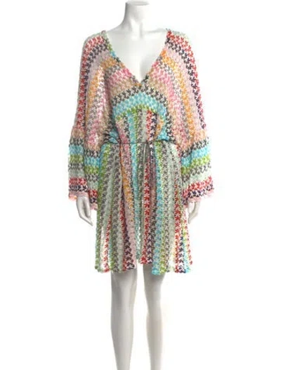 Pre-owned Missoni Patterned Mini Dress In Blue