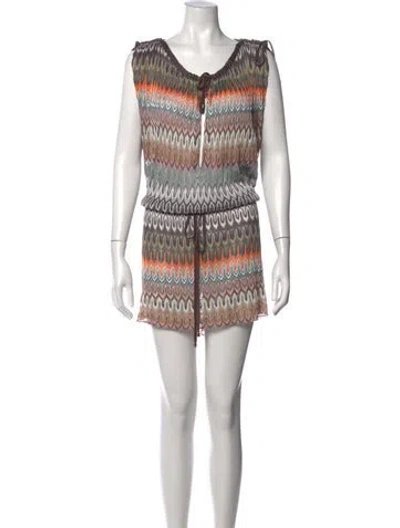 Pre-owned Missoni Patterned Mini Dress In Gray
