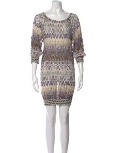 Pre-owned Missoni Patterned Mini Dress In Neutral