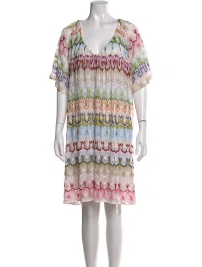 Pre-owned Missoni Patterned Mini Dress In Neutral