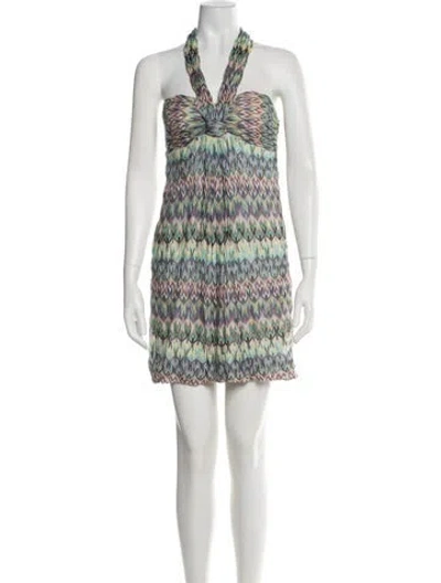 Pre-owned Missoni Patterned Mini Dress In Neutral