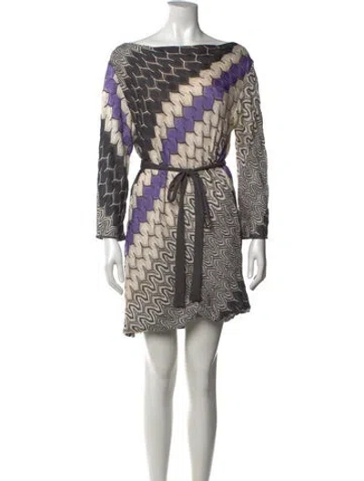Pre-owned Missoni Patterned Mini Dress In Neutrals