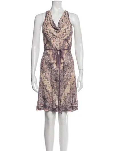 Pre-owned Missoni Patterned Mini Dress In Purple
