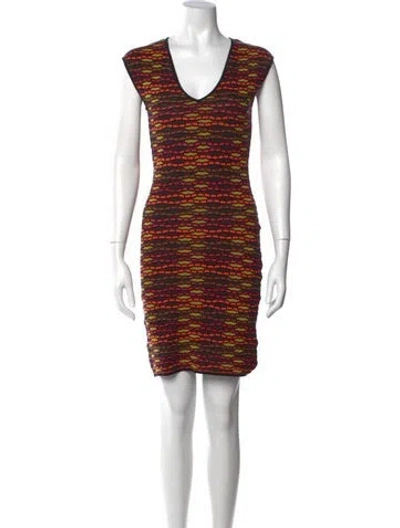 Pre-owned Missoni Patterned Mini Dress In Purple