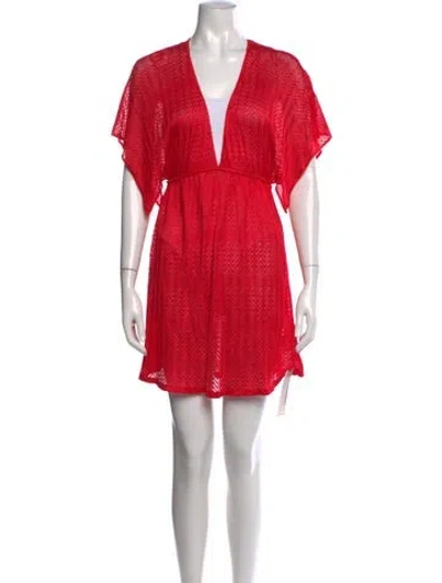 Pre-owned Missoni Patterned Mini Dress In Red