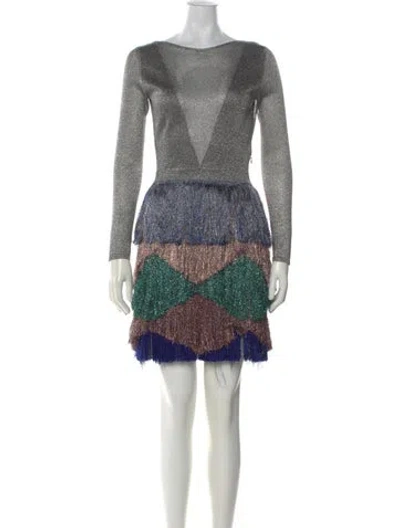 Pre-owned Missoni Patterned Mini Dress In Silver