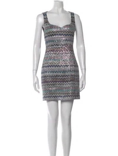 Pre-owned Missoni Patterned Mini Dress W/ Tags In Blue