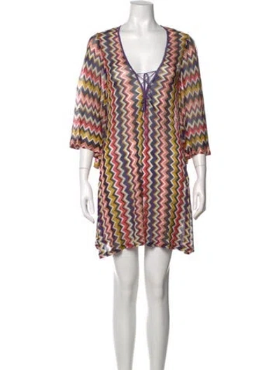 Pre-owned Missoni Patterned Mini Dress W/ Tags In Red