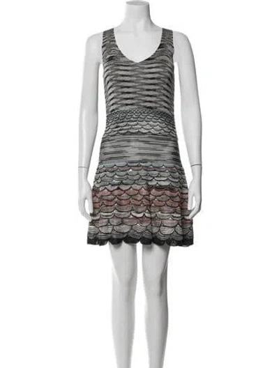 Pre-owned Missoni Patterned Mini Dress In White