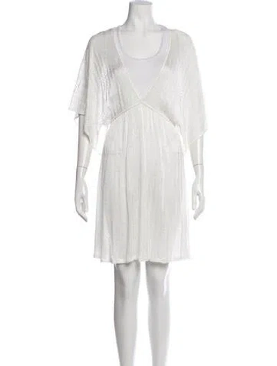 Pre-owned Missoni Patterned Mini Dress In White