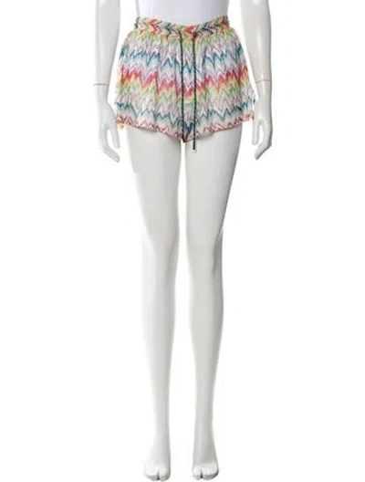 Pre-owned Missoni Patterned Mini Shorts In White