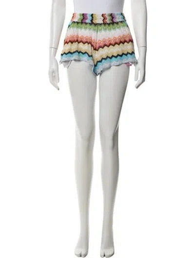 Pre-owned Missoni Patterned Mini Shorts In White