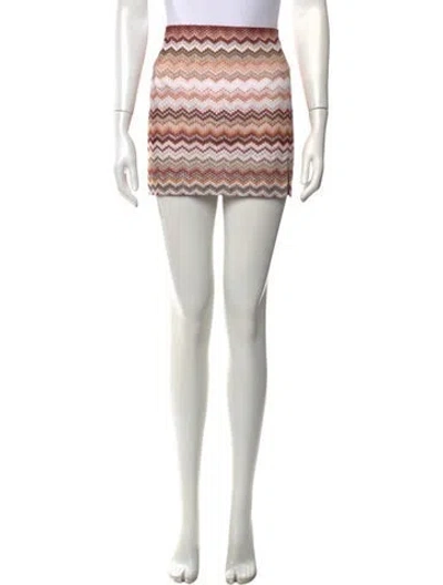 Pre-owned Missoni Patterned Mini Skirt In White