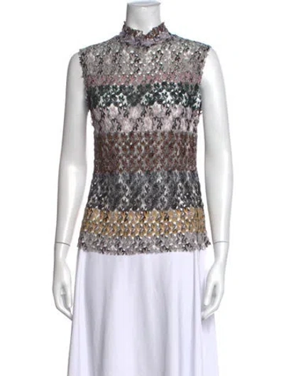 Pre-owned Missoni Patterned Mock Neck Top In Multicolor