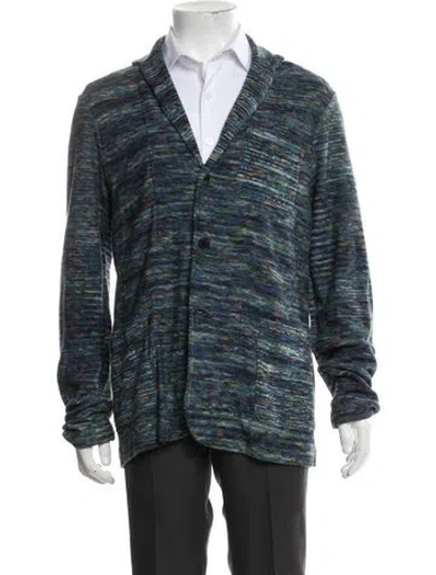 Pre-owned Missoni Patterned Open Front Cardigan In Blue