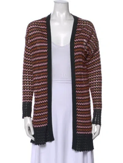 Pre-owned Missoni Patterned Open Front Sweater In Black