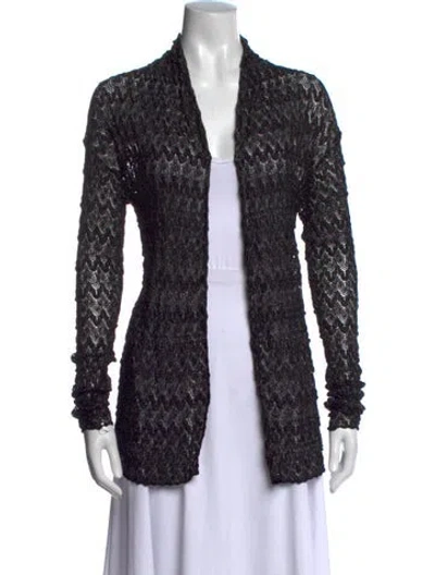Pre-owned Missoni Patterned Open Front Sweater In Black