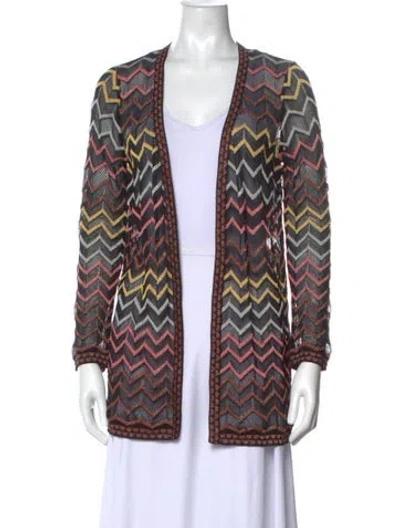 Pre-owned Missoni Patterned Open Front Sweater In Black