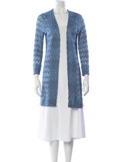 Pre-owned Missoni Patterned Open Front Sweater In Blue