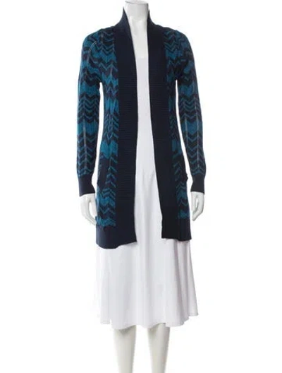 Pre-owned Missoni Patterned Open Front Sweater In Blue