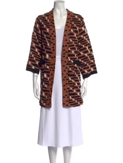 Pre-owned Missoni Patterned Open Front Sweater In Brown