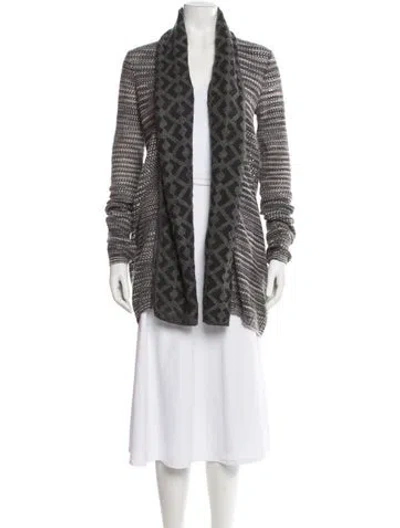 Pre-owned Missoni Patterned Open Front Sweater In Gray