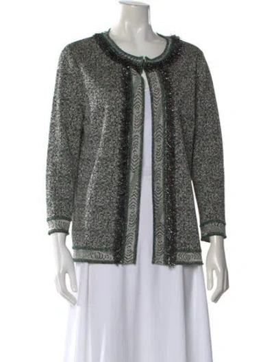 Pre-owned Missoni Patterned Open Front Sweater In Green