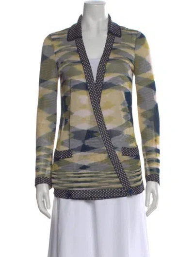 Pre-owned Missoni Patterned Open Front Sweater In Green