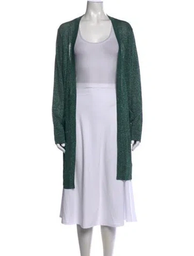 Pre-owned Missoni Patterned Open Front Sweater In Green/metallic