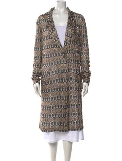 Pre-owned Missoni Patterned Open Front Sweater In Grey/metallic