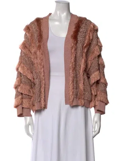 Pre-owned Missoni Patterned Open Front Sweater In Metallic/pink