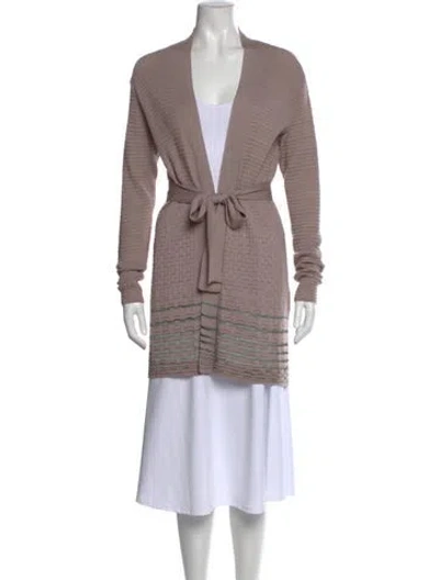 Pre-owned Missoni Patterned Open Front Sweater In Purple