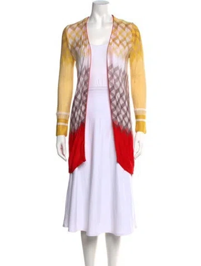 Pre-owned Missoni Patterned Open Front Sweater In Red