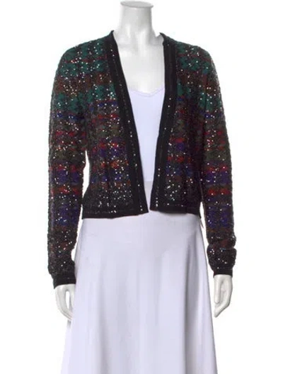 Pre-owned Missoni Patterned Open Front Sweater W/ Tags In Black