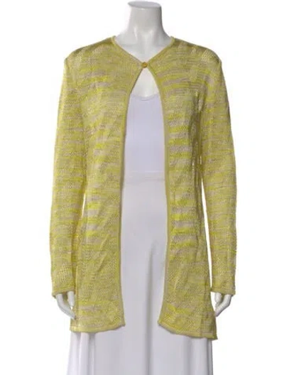 Pre-owned Missoni Patterned Open Front Sweater In Yellow