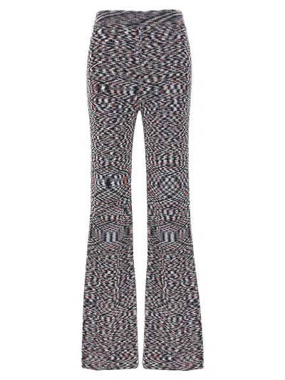 Missoni Flared Geometric Knit Trousers In Gray